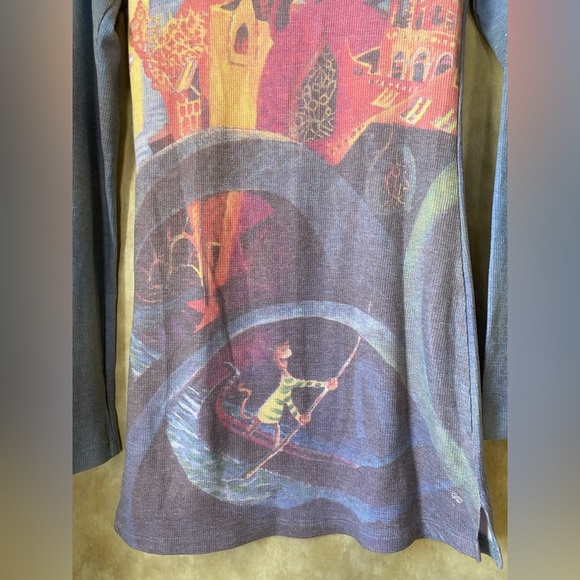 The Secret Art of Dr.Seuss Blue Ombre Long Sleeve Henley Dress Printed Graphic - Picture 5 of 7
